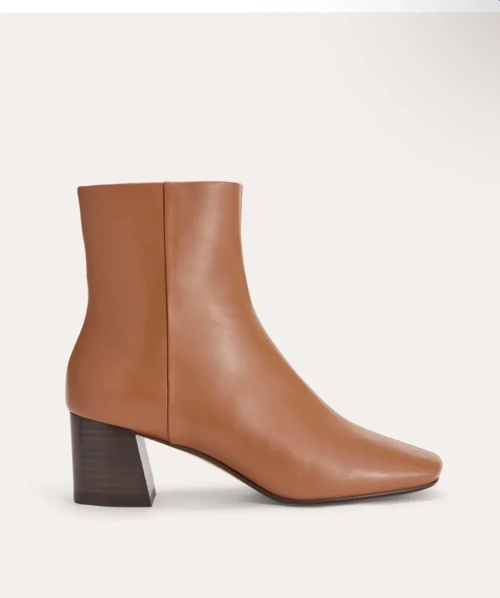 Everlane The Day Boot 8.5 Saddle Brown Leather Square Toe NWOT